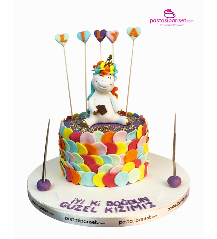 unicorn pasta, tasarım pasta, renkli pasta, çocuk pastası, 